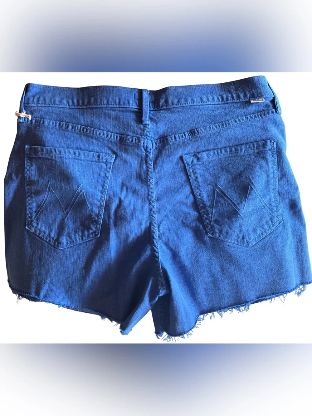 Mother Denim The Skipper Short N’ Long Fray 33 Cats And Dogs Victoria Blue $198